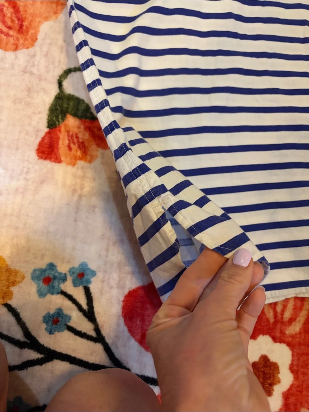 Women's Blue and White Striped Sleeveless Tunic dress